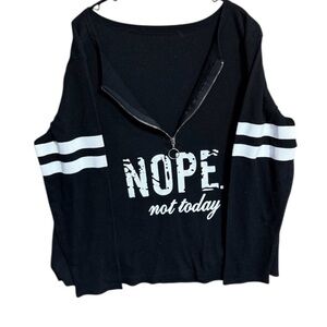 Black and White Women's Waffle Knit Sweater with Zipper Detail